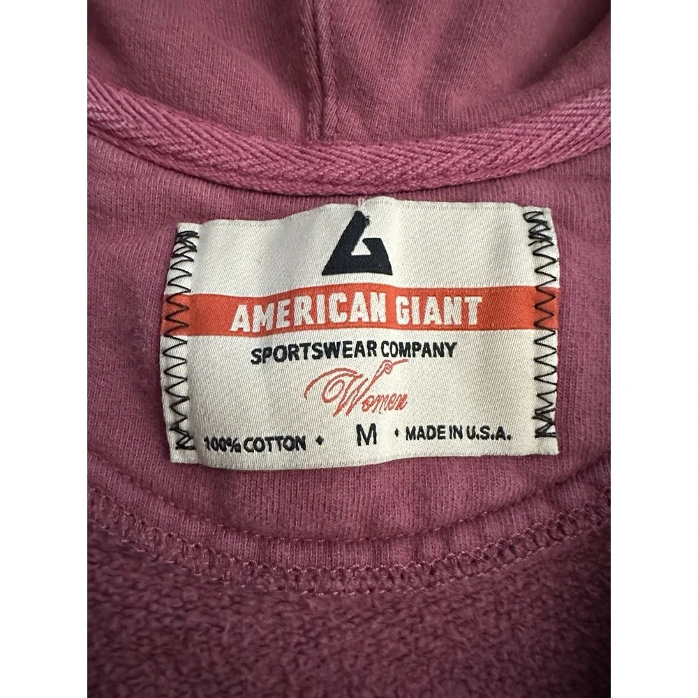 American Giant Hoodie Sweatshirt Womens Medium Vintage Wash Pink Pockets #HR-6‎ - Picture 2 of 9